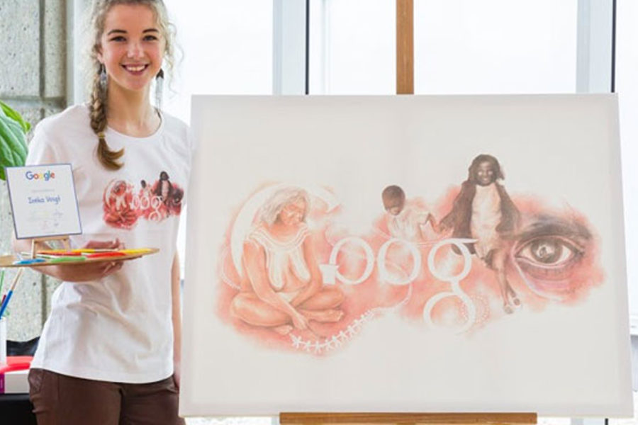 Google Australia のタイトルの絵に高校生の女の子の絵が選ばれる！